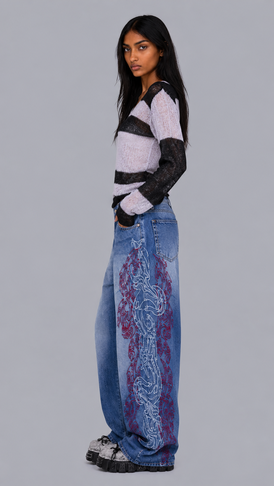 Inez Tribal Baggy Jeans