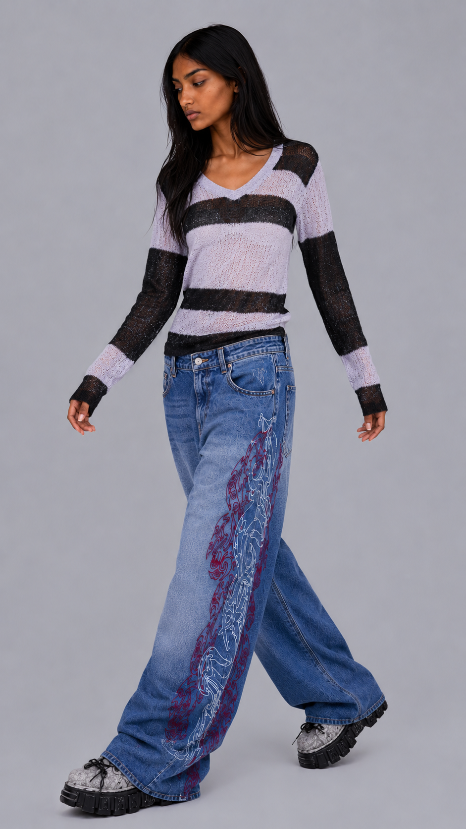 Inez Tribal Baggy Jeans