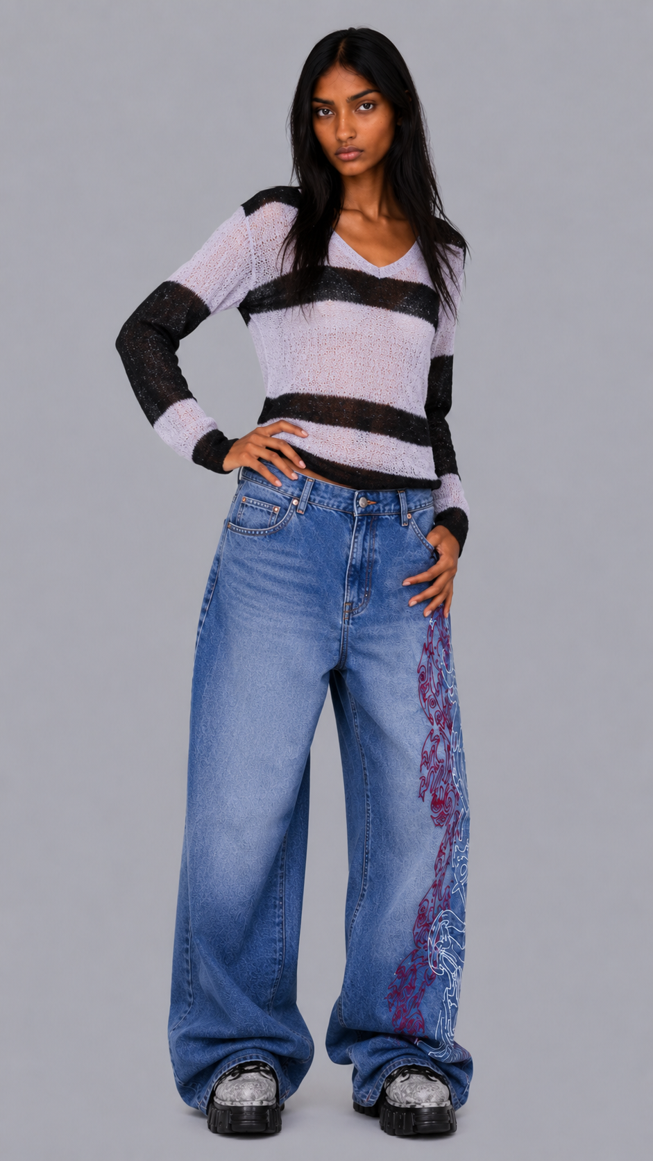 Inez Tribal Baggy Jeans