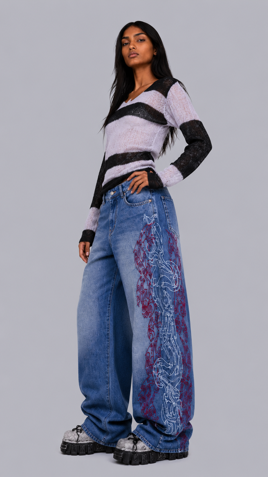 Inez Tribal Baggy Jeans