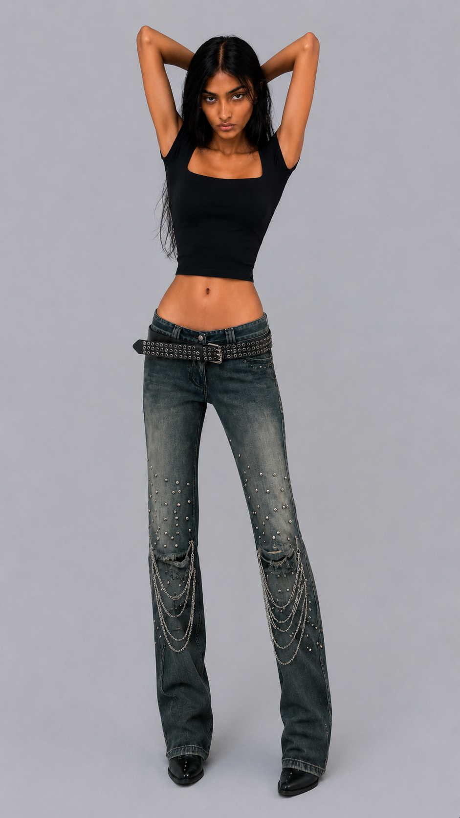 Onyx Chained Bootcut Jeans