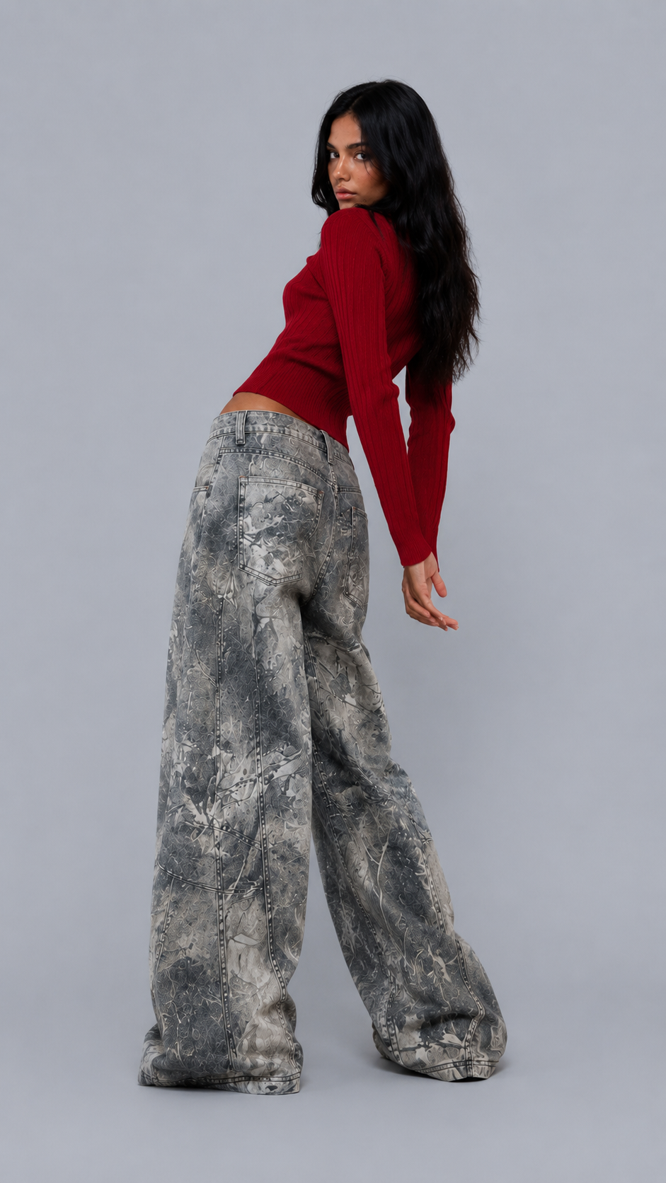 Talia Marble Baggy Jeans