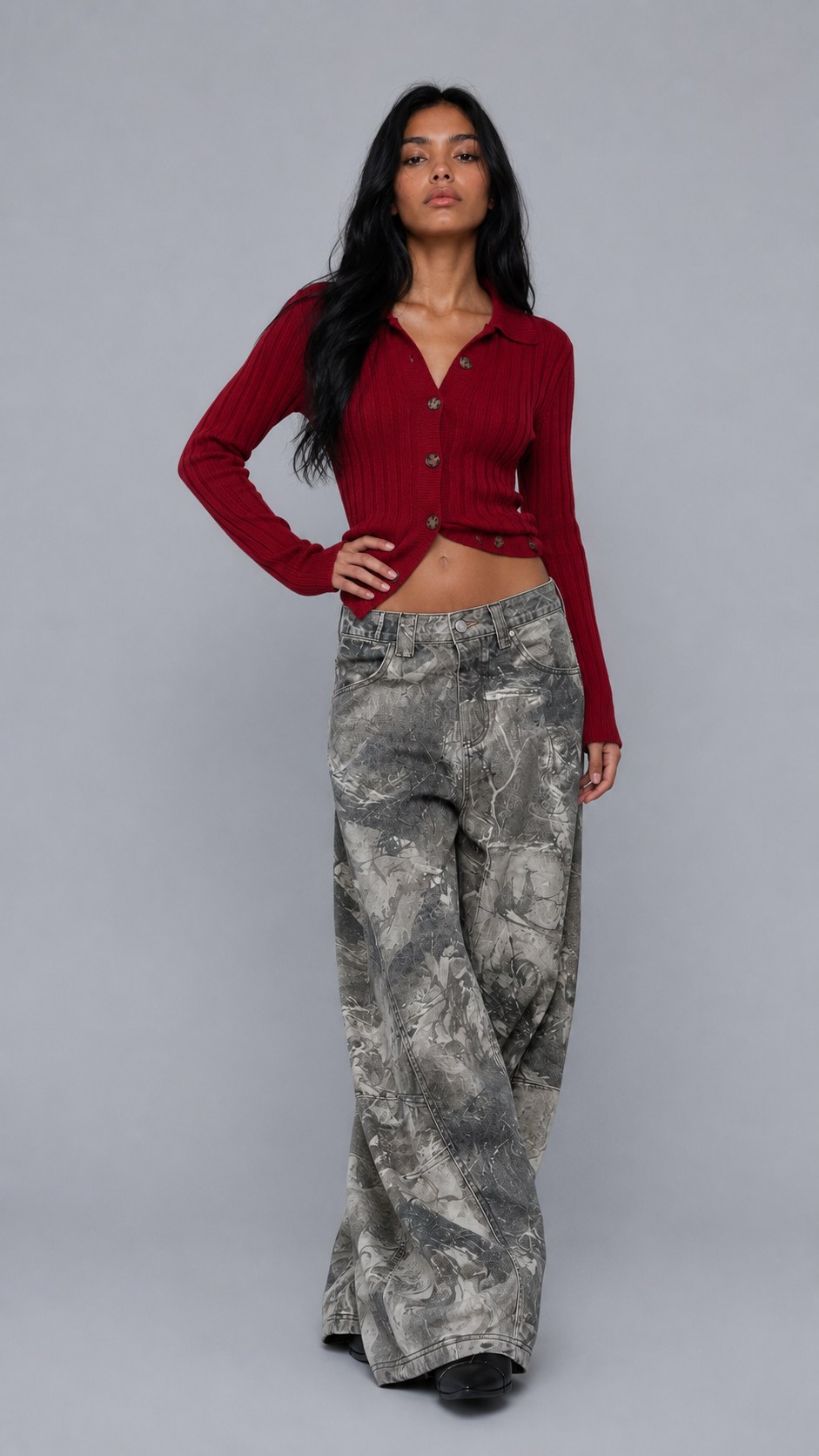 Talia Marble Baggy Jeans