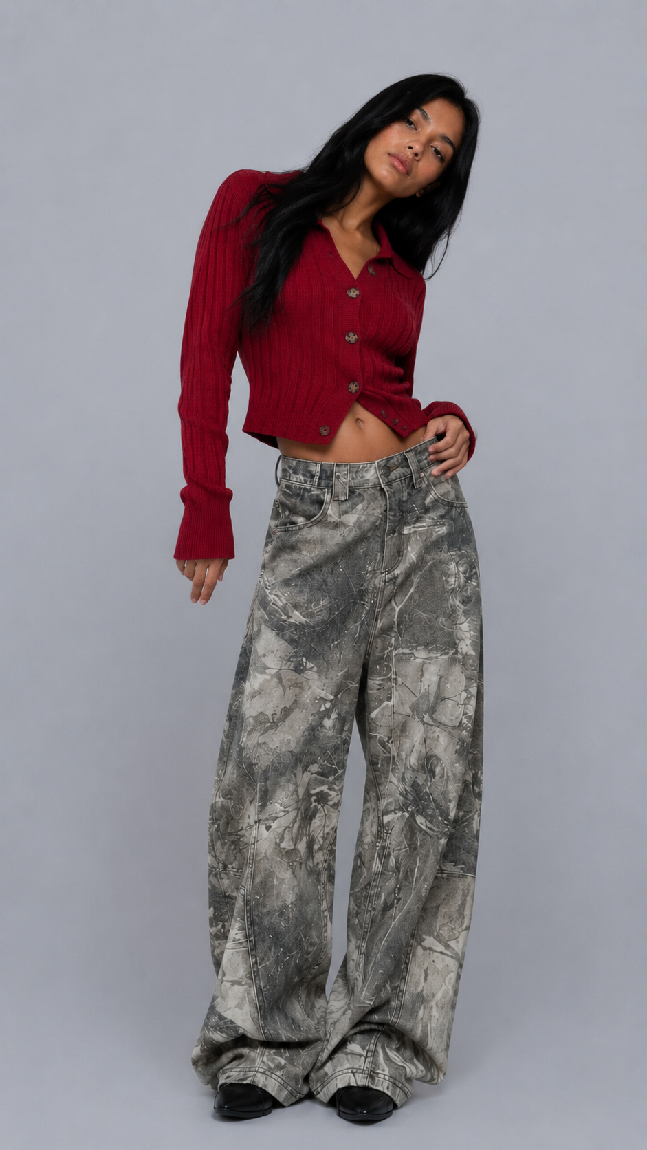 Talia Marble Baggy Jeans