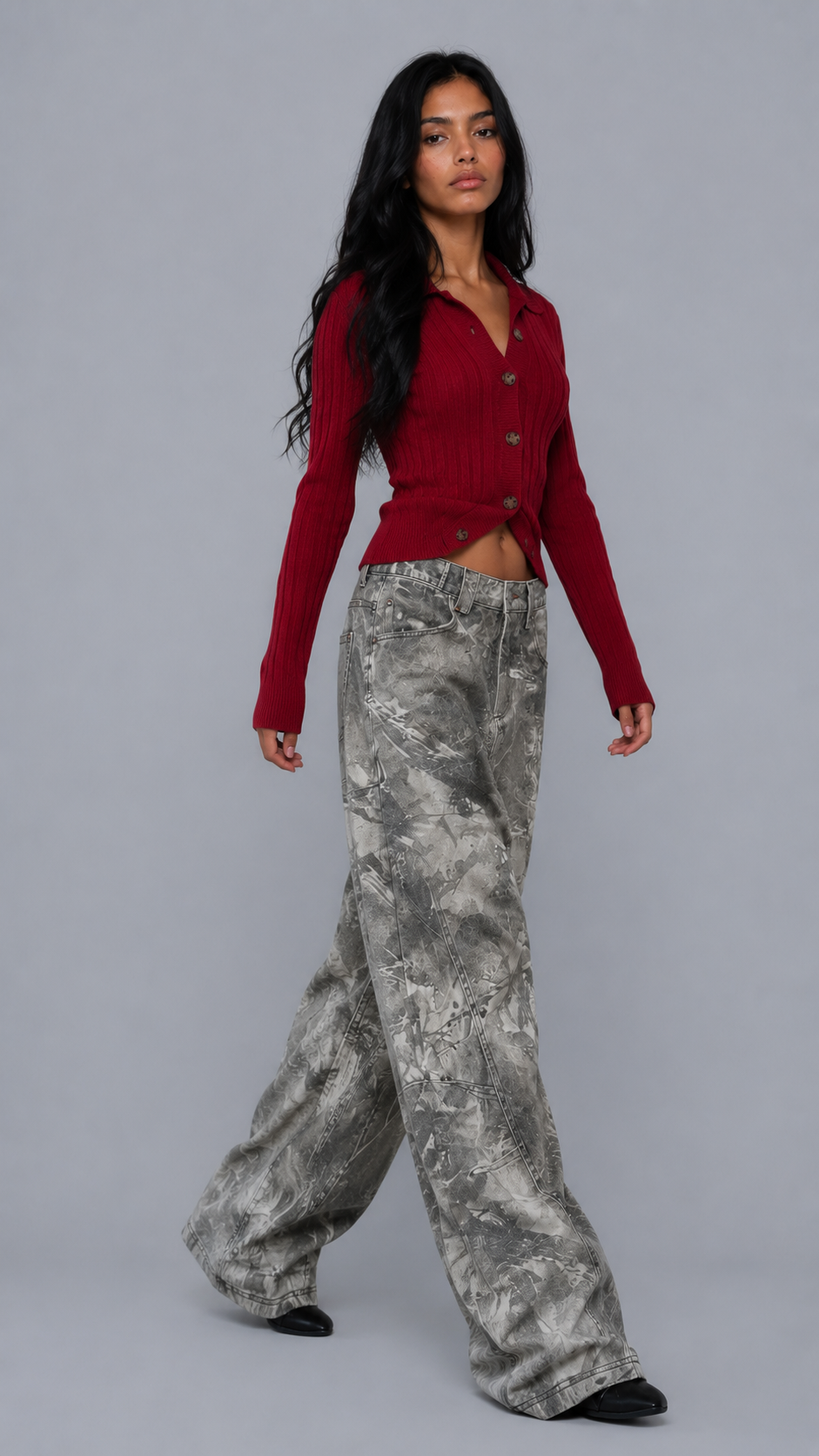 Talia Marble Baggy Jeans