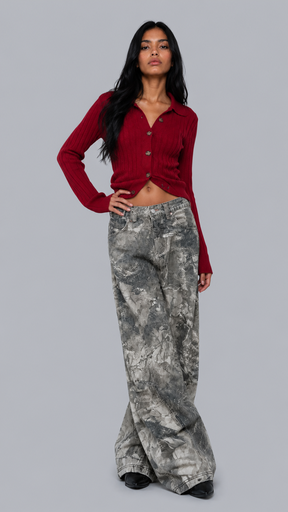 Talia Marble Baggy Jeans