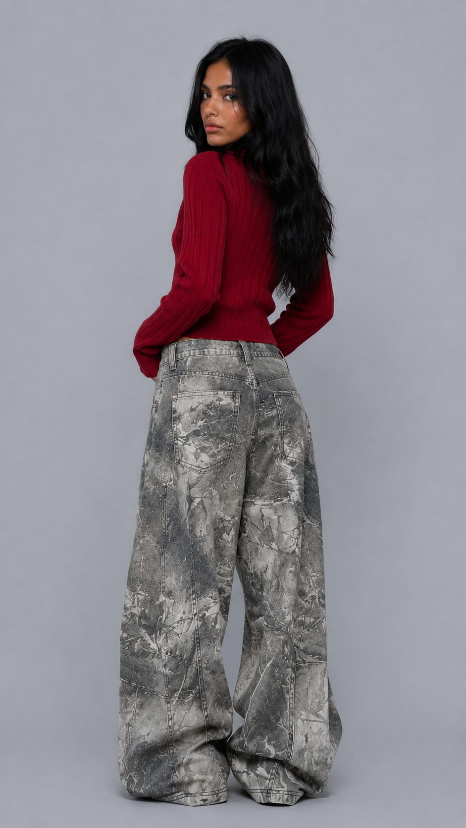 Talia Marble Baggy Jeans