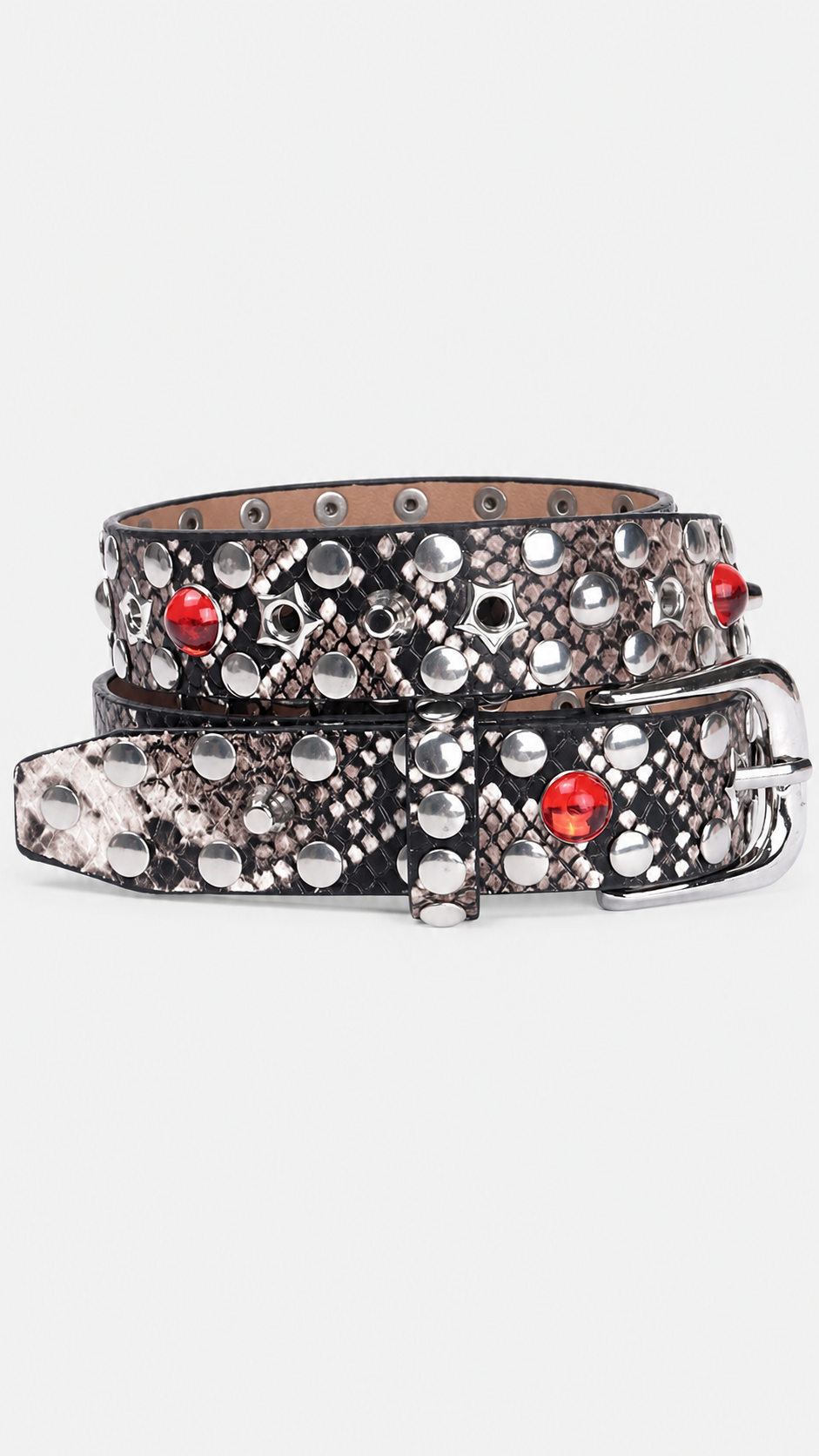 Snake Print Jewel Stud Belt