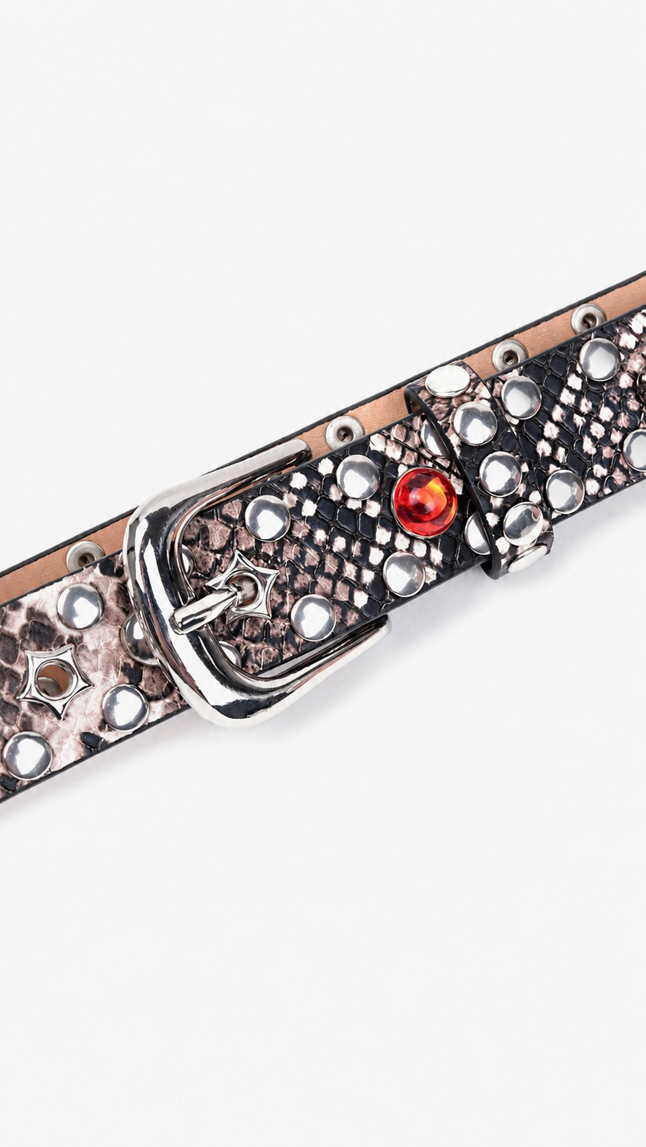 Snake Print Jewel Stud Belt