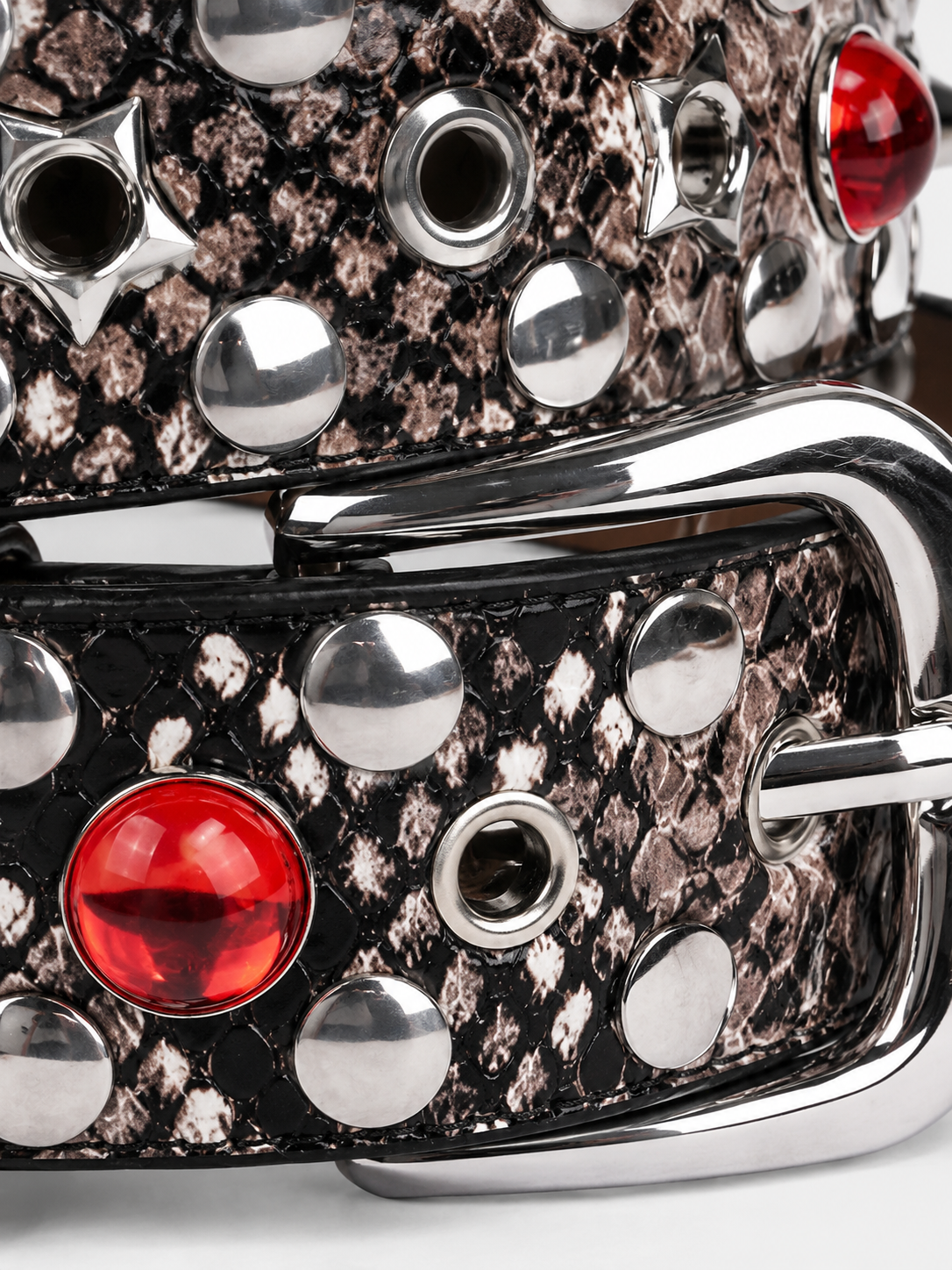 Snake Print Jewel Stud Belt