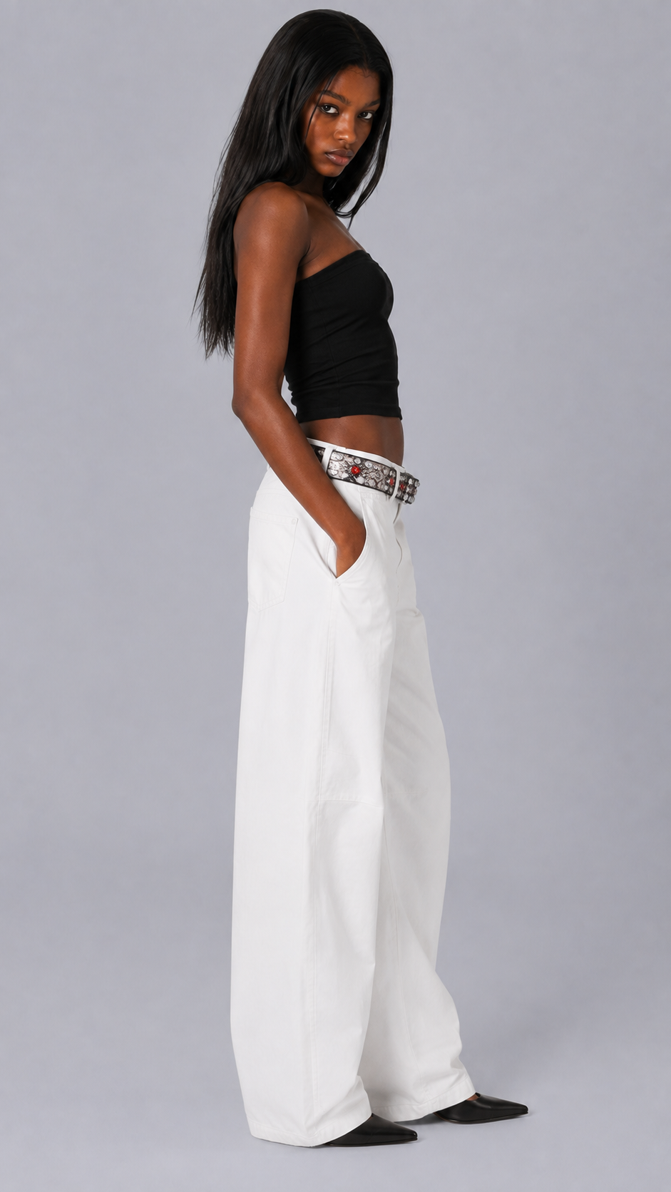 Snake Print Jewel Stud Belt