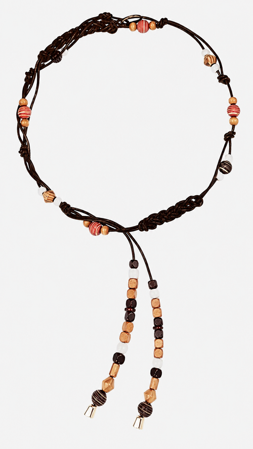 Braided Leather Beaded Waist Chain