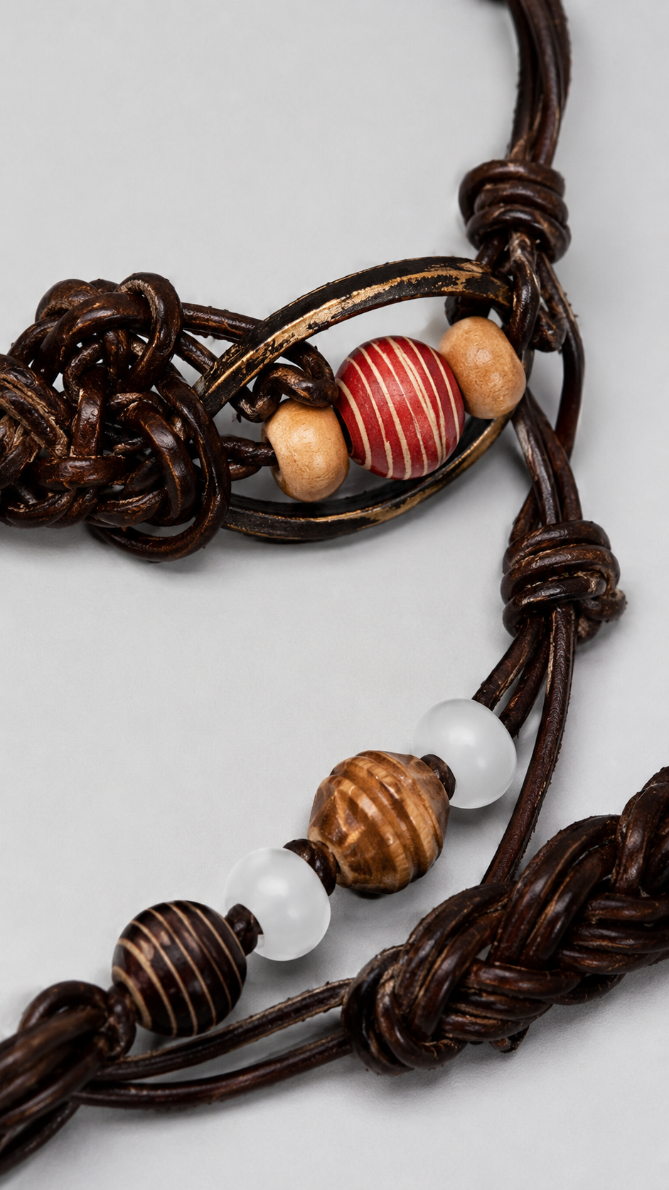 Braided Leather Beaded Waist Chain