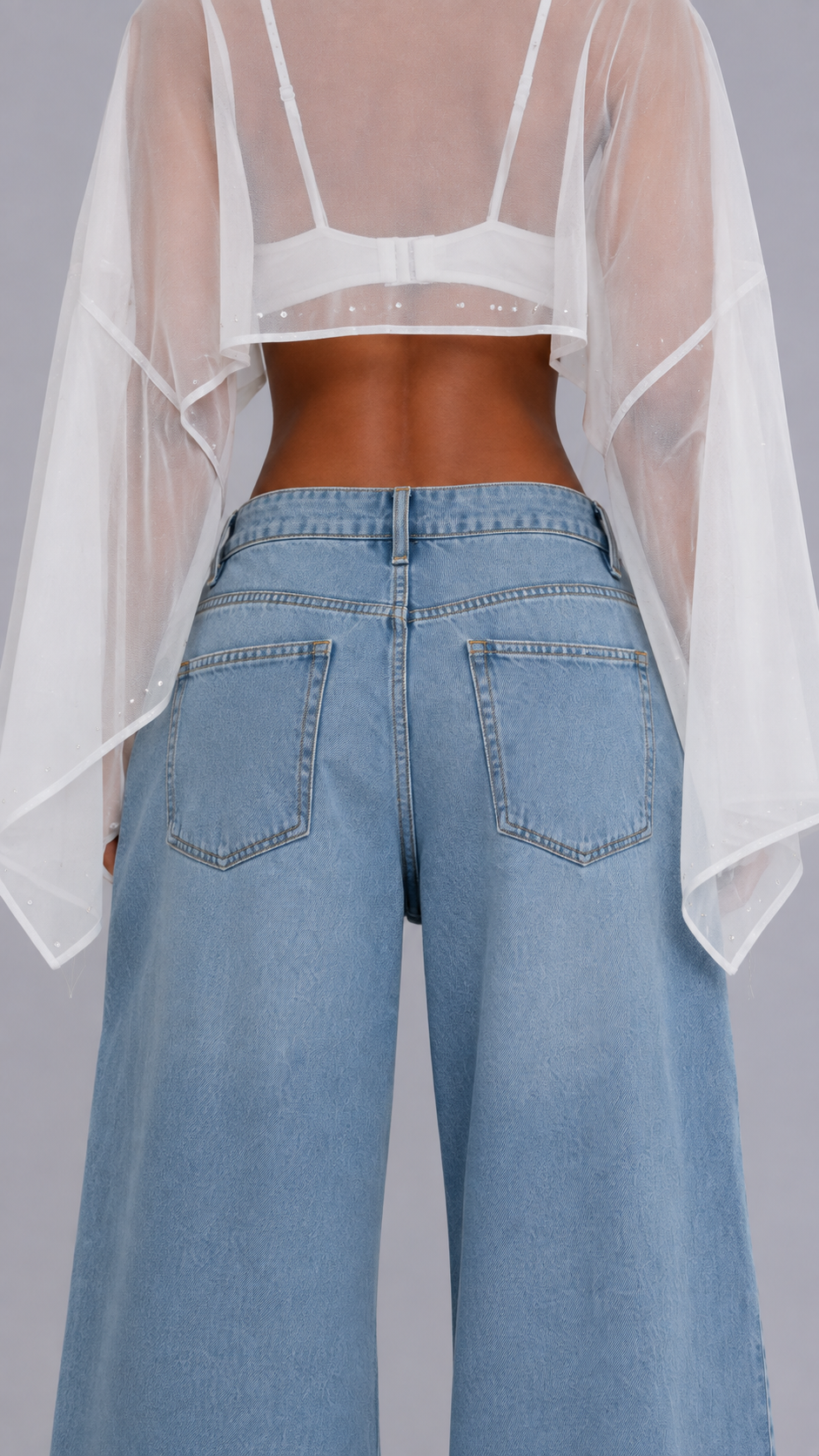 White Rhinestone Cape Top