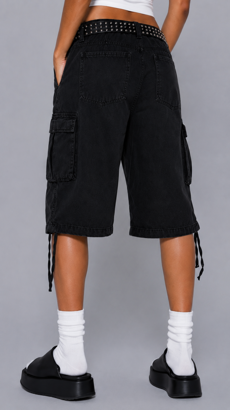 Nadia Black Cargo Shorts