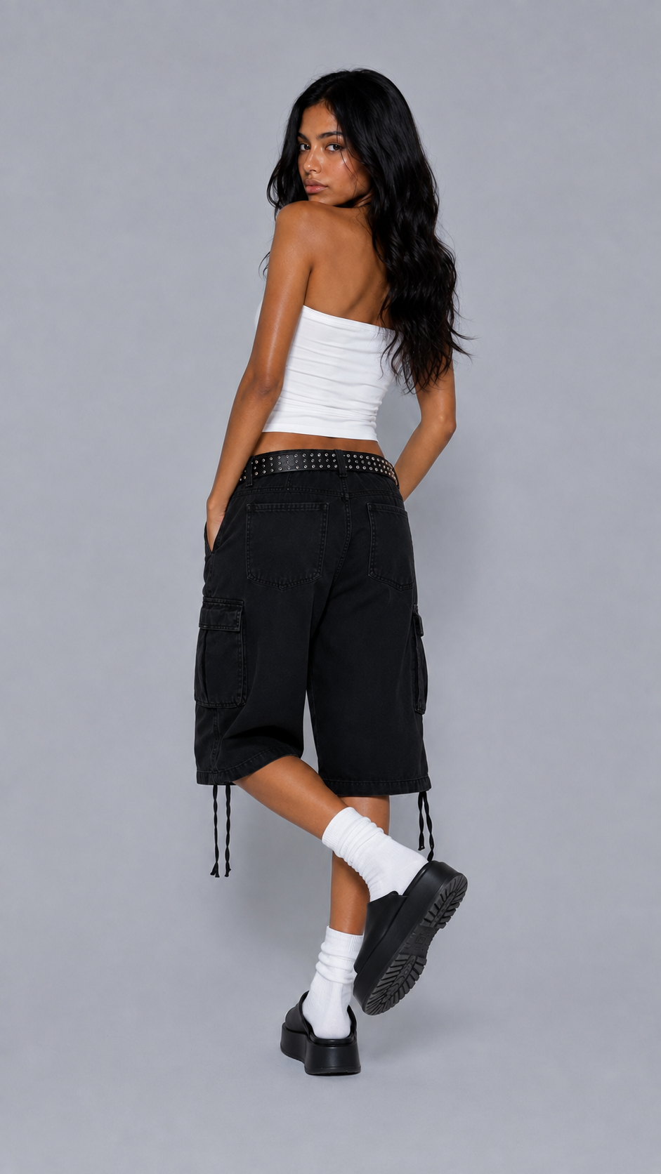 Nadia Black Cargo Shorts