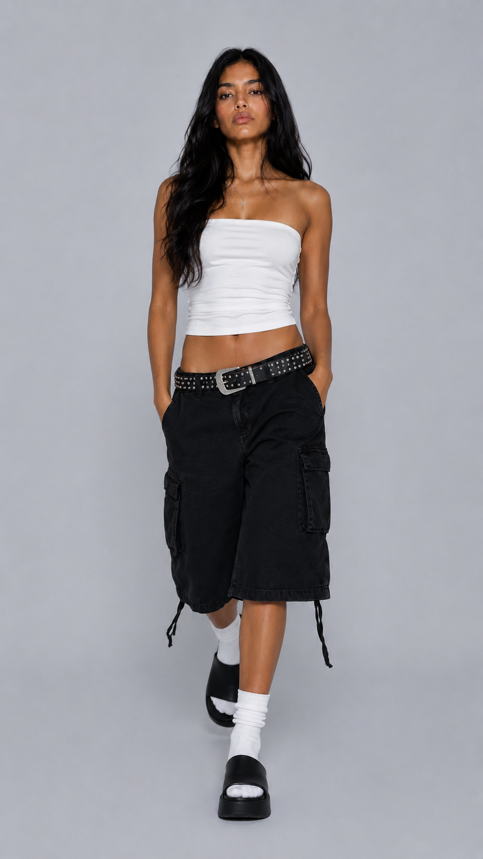 Nadia Black Cargo Shorts