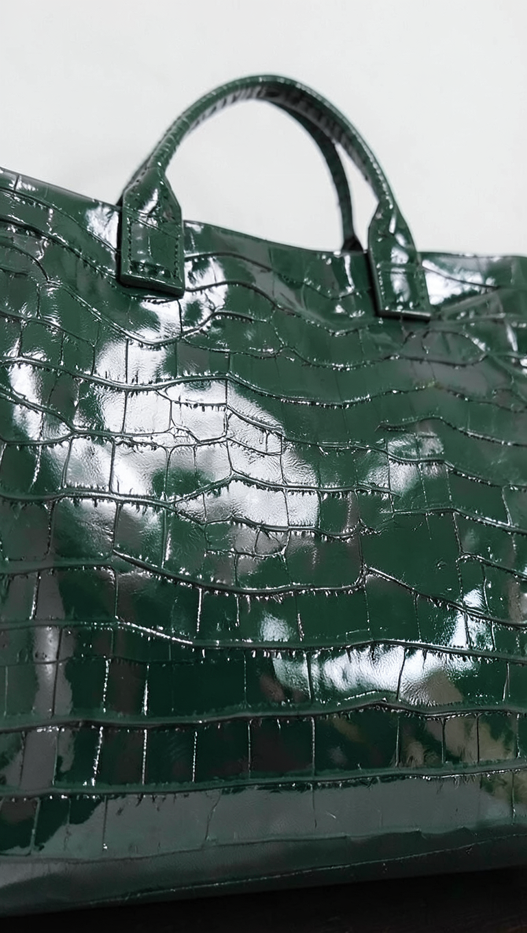 Emerald Croc Tote Bag