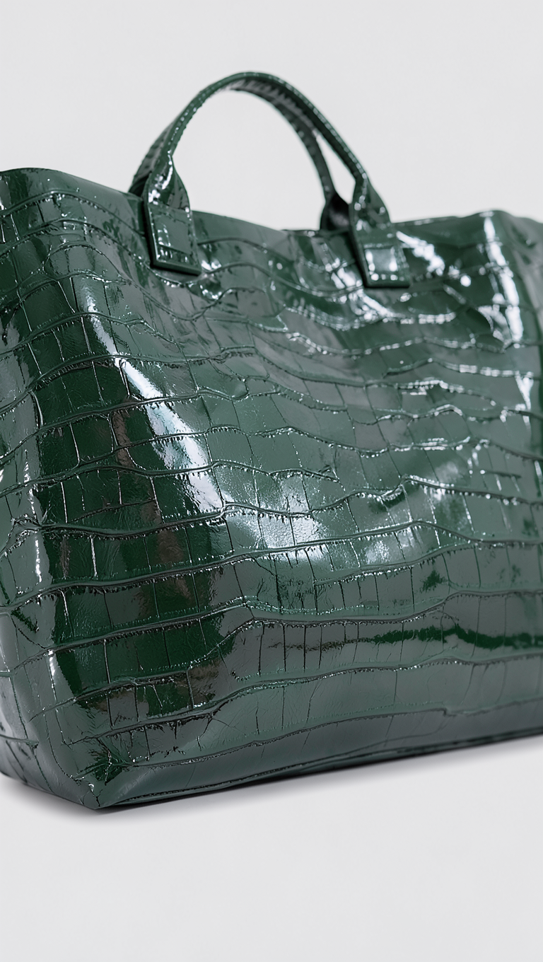 Emerald Croc Tote Bag