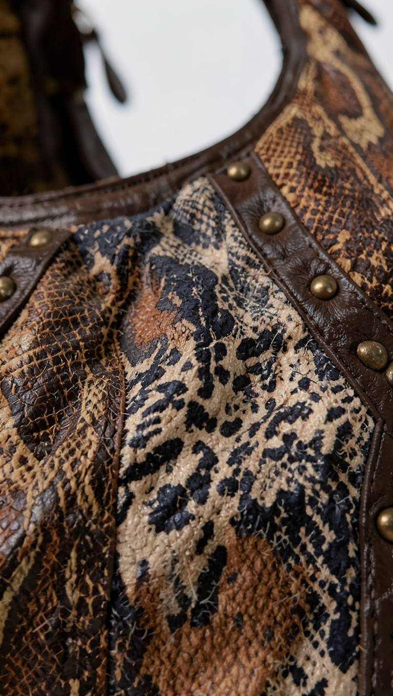 Snake & Leopard Print Patchwork Hobo Bag