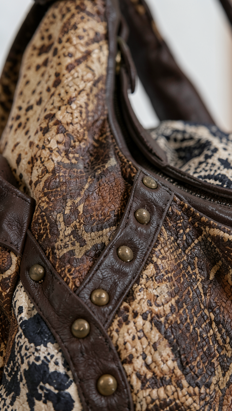 Snake & Leopard Print Patchwork Hobo Bag