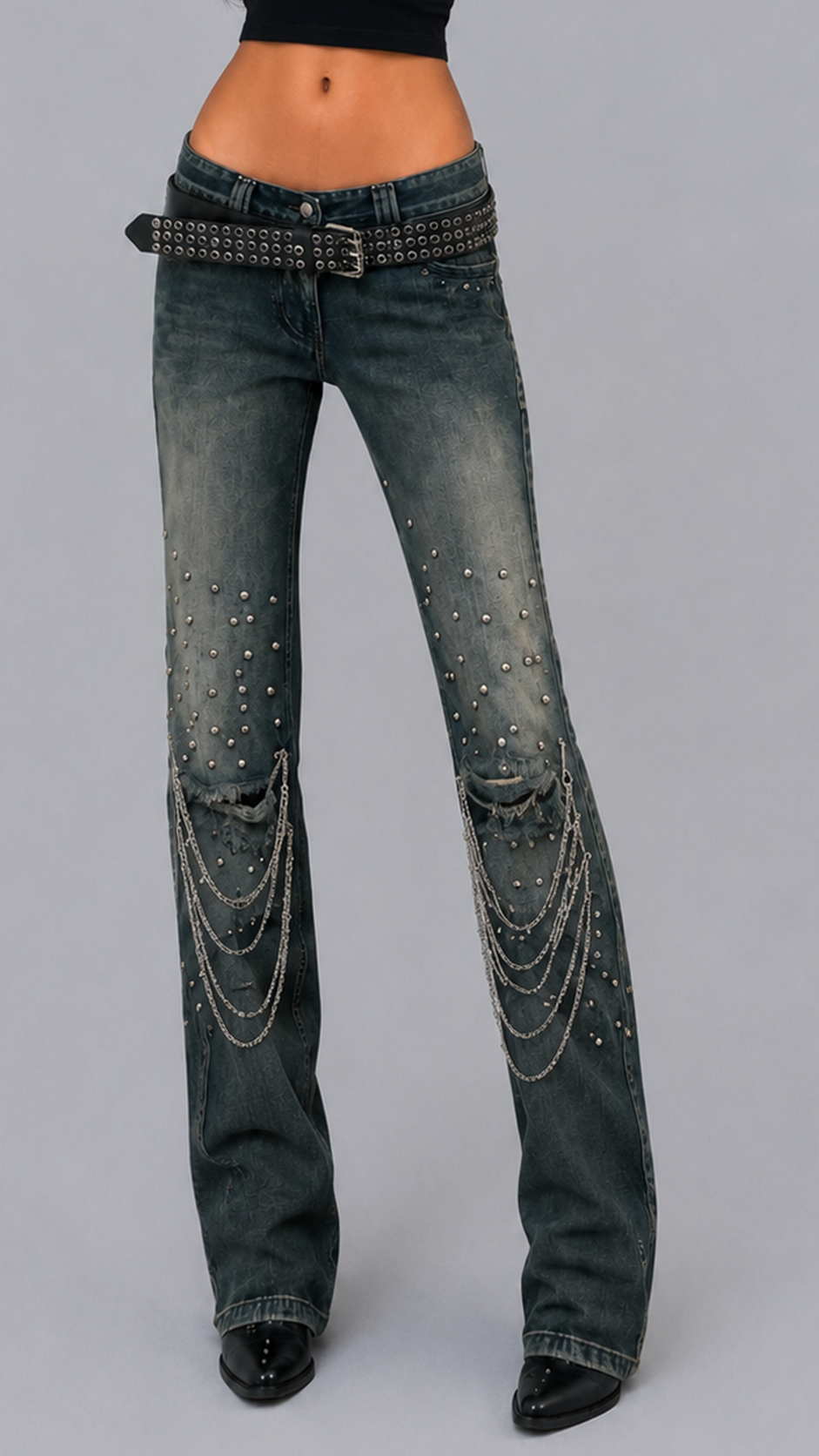 Onyx Chained Bootcut Jeans