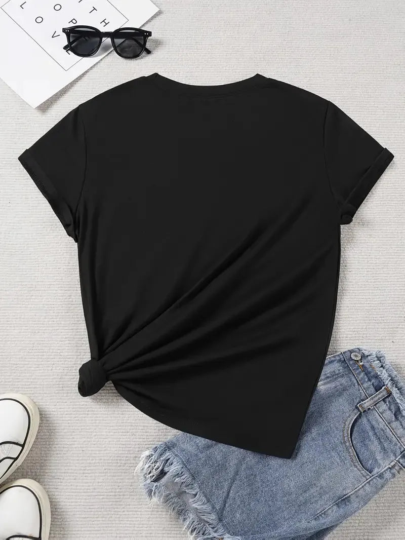 Cherry Leopard Print Graphic Women's T-Shirt, Y2K Fruit & Animal Print Casual Crew Neck Short Sleeve Top, Summer Daily Wear