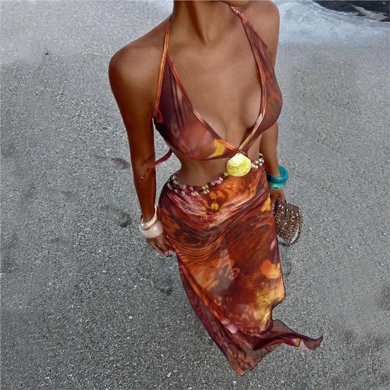 Summer Cover Ups Women Swimsuit Spaghetti Strap Robes Bathing Suit 2026 New Perspective Beach Holiday Maxi Dresses Cover-Up