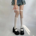 Thigh-high Socks Black Velvet Spliced Fishing Net Tight Socks for Girls Girlhood White Sexy Fake Calf Mesh Elasticity Stockings