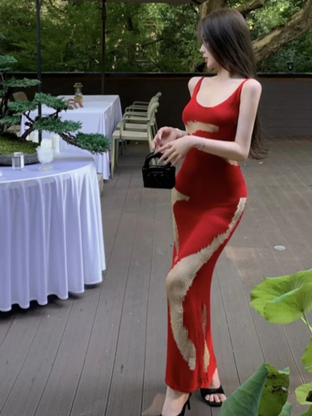 Sexy Strapless Bodycon Dress Unique Back Design Beach Vacation Long Skirt Polyester Fiber mid Stretch Autumn Season Beach Scene