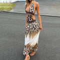 SKMY 2026 Spring New Fashion Sexy Backless Halter Neck Strap Fashion Printed Dress Women Clothing Sleeveless Long Dresses Party