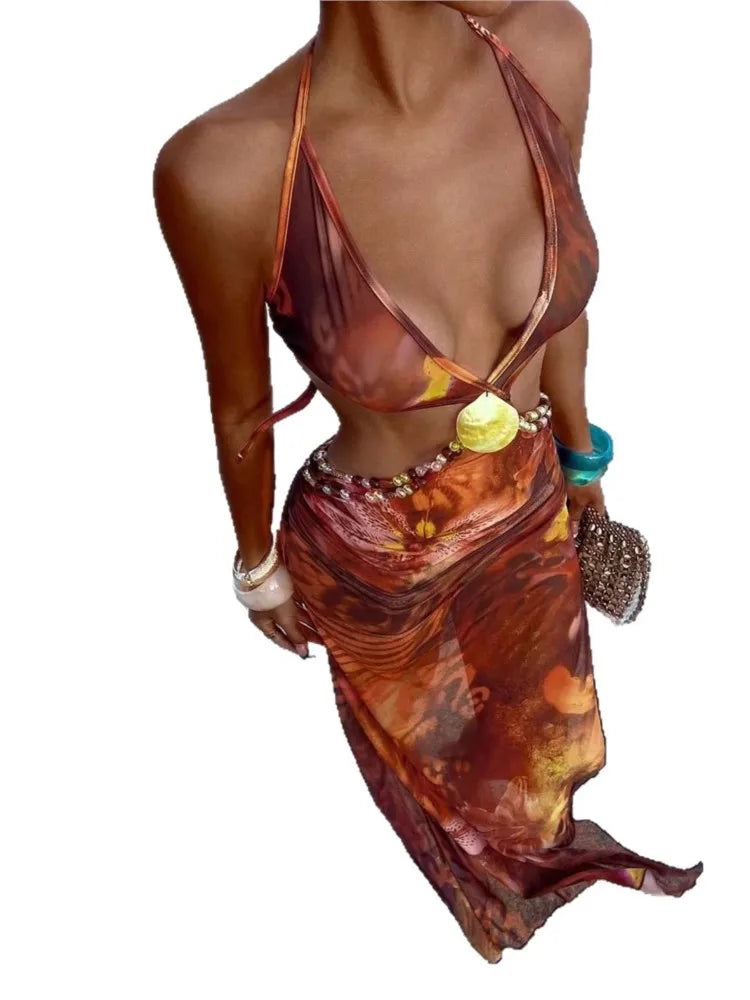 Summer Cover Ups Women Swimsuit Spaghetti Strap Robes Bathing Suit 2026 New Perspective Beach Holiday Maxi Dresses Cover-Up