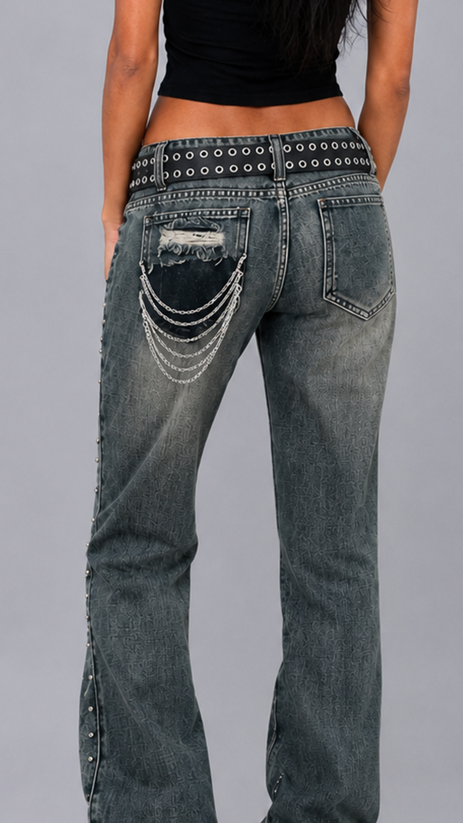Onyx Chained Bootcut Jeans